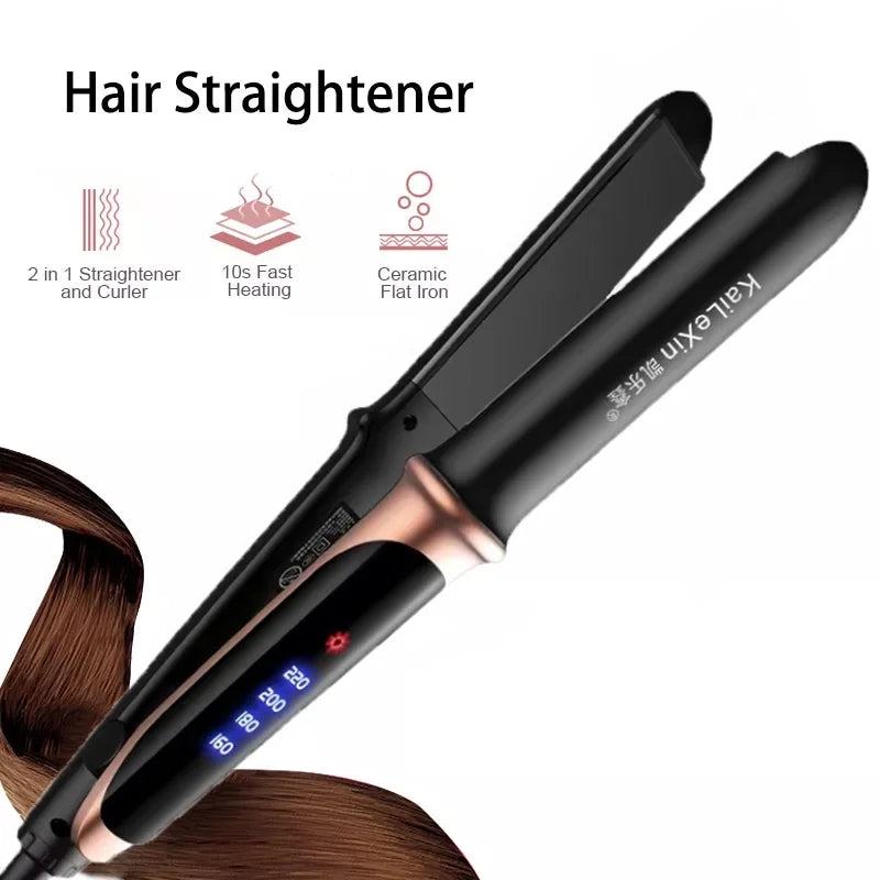Alisador de cabelo profissional, 4 engrenagens, temperatura ajustável, 2 em 1, aquecimento rápido, ferramenta de estilo para cabelos molhados ou secos